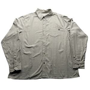 Marmot Micro Plaid Long Sleeve Button Shirt Men XXL Rayon Long Sleeve Brown 2012